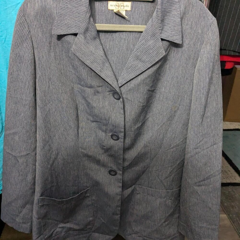 Sarah B Studio Navy Pinstripe Blazer Size 10